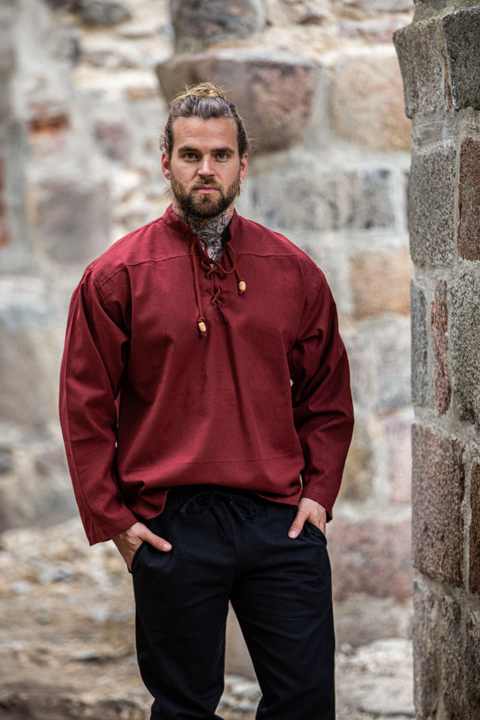 Hand-woven shirt, red
