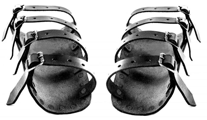 Marius läderbracers, underarmsskydd, svarta