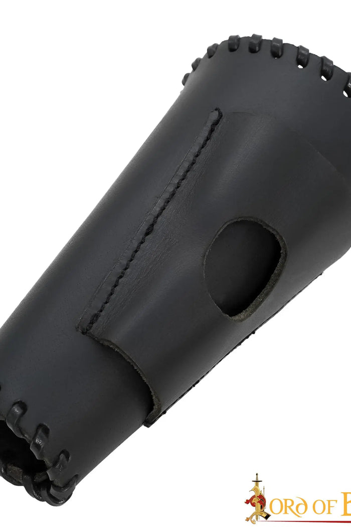 Leather bracer with knife holder, black