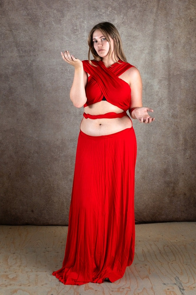Robe de déesse Aphrodite, rouge corail