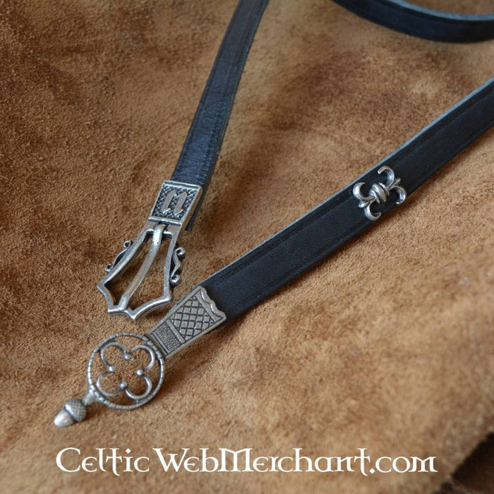 Luxury Gothic belt, silvered, 151 cm, brown