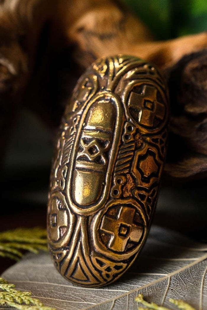 Fibule viking « tortue » à croix solaires, en bronze, prix par pièce