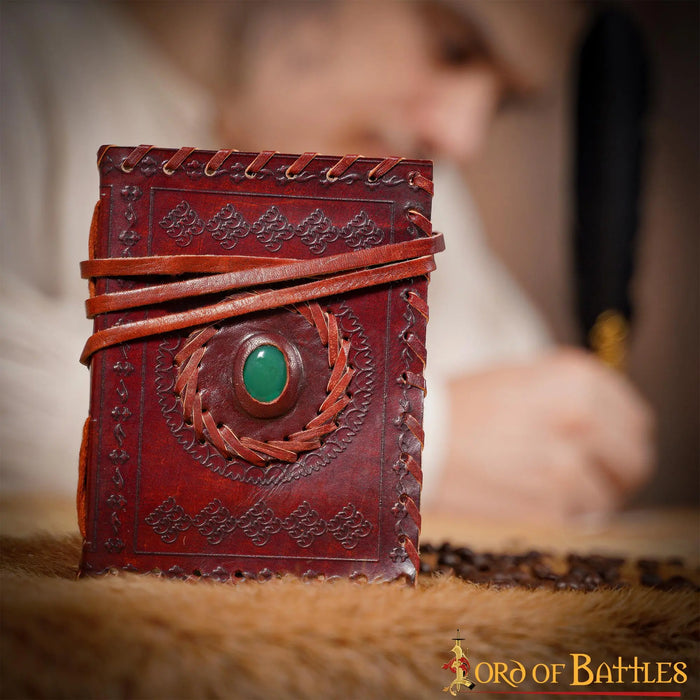 Leather book with stone
