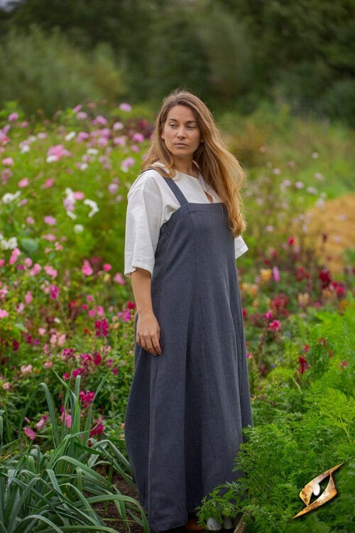 Viking apron dress Frida herringbone, dark gray