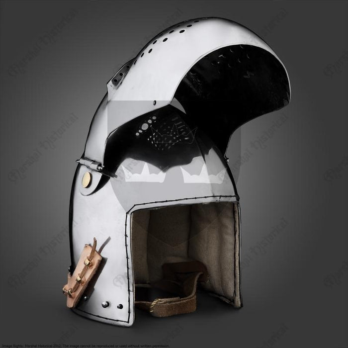 Bohurt bascinet 14. storočia, 2 mm (battle-ready)