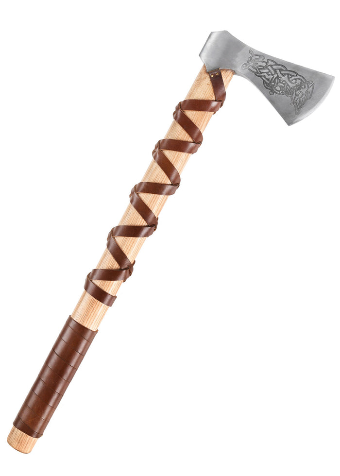 Viking bijl, type L, gegraveerd, semi-scherp