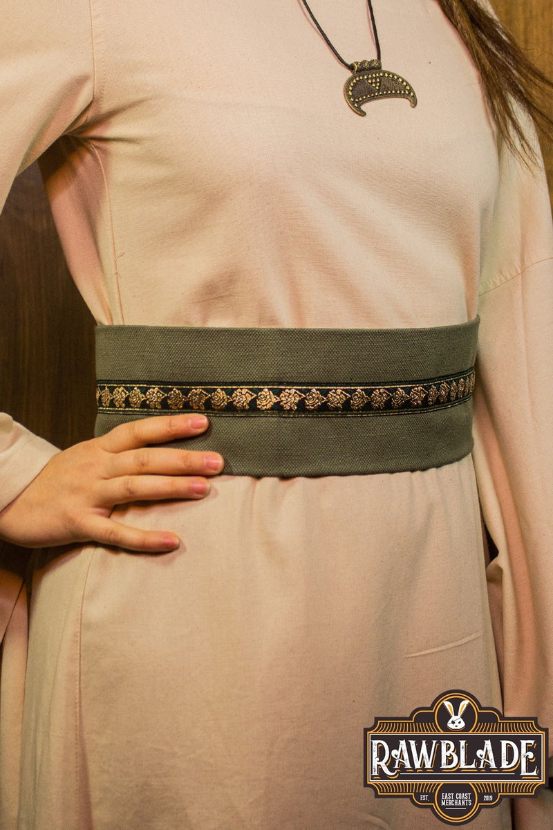 Cinturón textil Jeanne – verde/rosas verdes