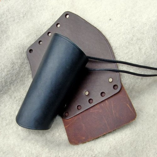 Kožená vambraces, chránič předloktí, 16 cm, černá