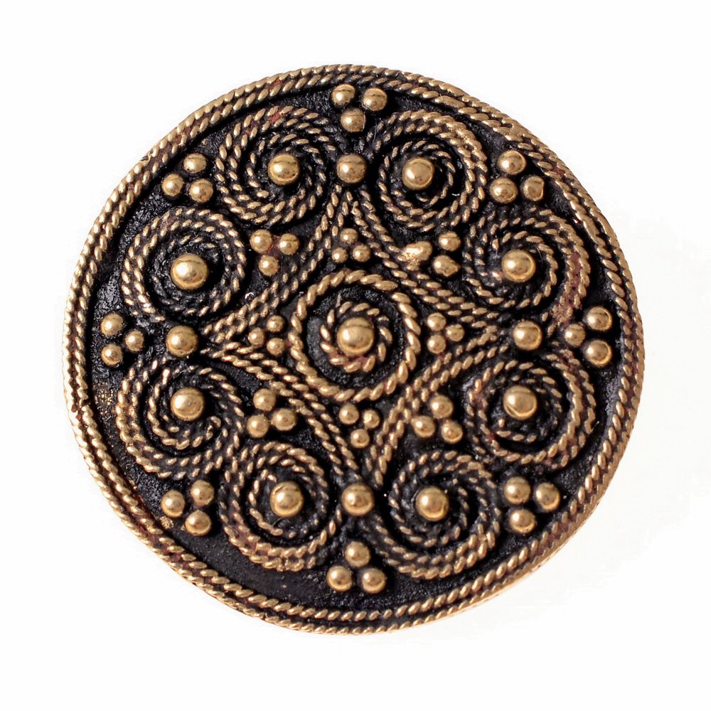 Wikinger-Scheibenfibel mit Granulation, Bronze
