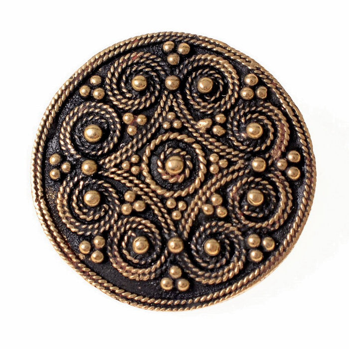 Wikinger-Scheibenfibel mit Granulation, Bronze