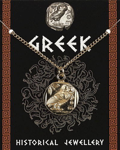 Griekse munthanger Athena, verguld tin