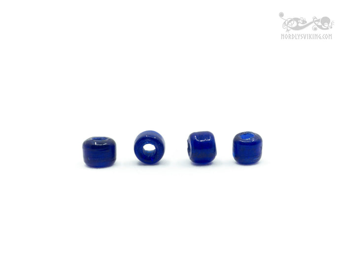 Square Viking glass bead Gotland, dark blue, 10 pieces