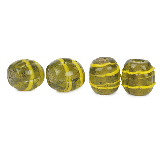Wikinger-Glasperle in Melonenform, grün, 5 Stück