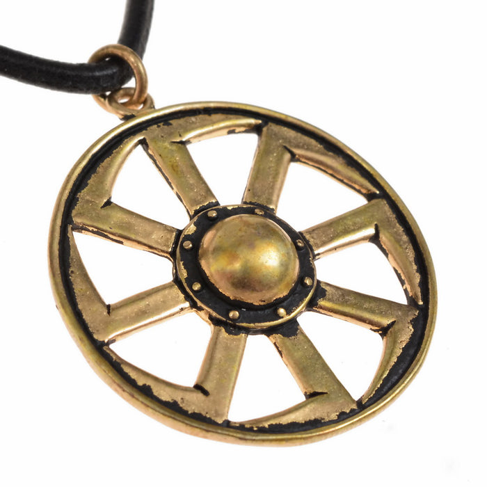 slavisk kolovrat-amulett, solhjul, bronse