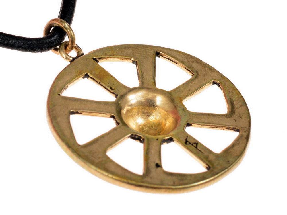slavisk kolovrat-amulett, solhjul, bronse