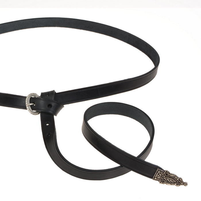 Late Roman belt with strap tongue, black leather, brass
