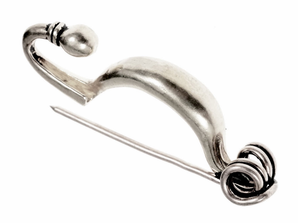 Tidlig La Tènefibula, liten, sølvbelagt bronse