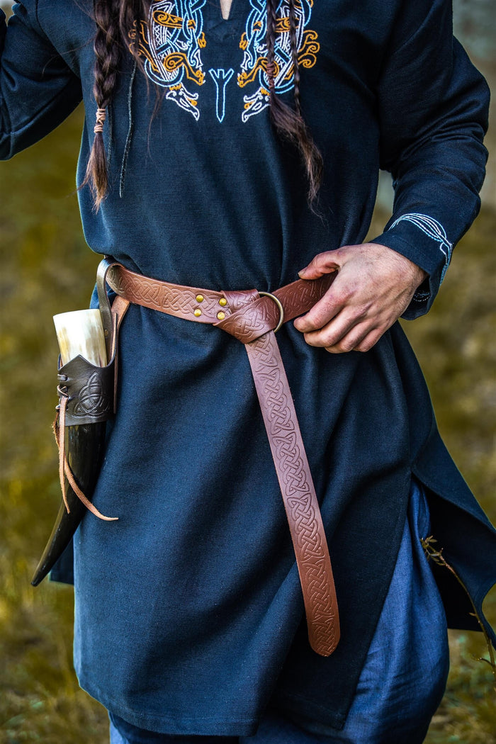 Ceinture celtique avec fermeture à anneau, brune