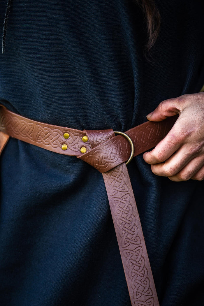 Ceinture celtique avec fermeture à anneau, brune