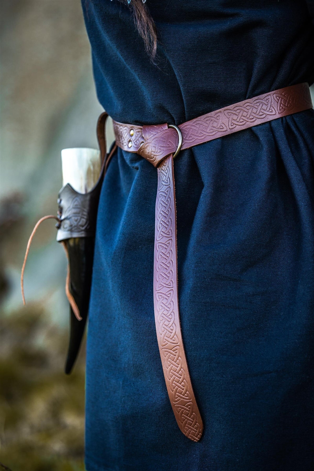 Ceinture celtique avec fermeture à anneau, brune