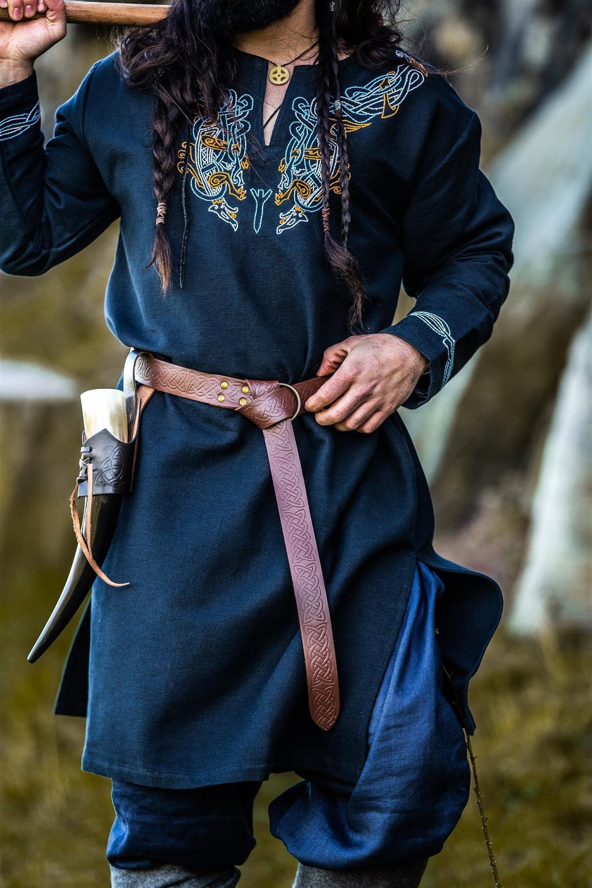 Ceinture celtique avec fermeture à anneau, brune