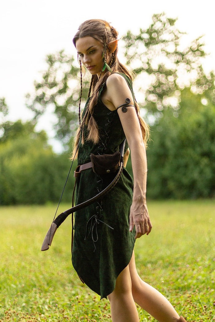 Leather dress Lunette, green