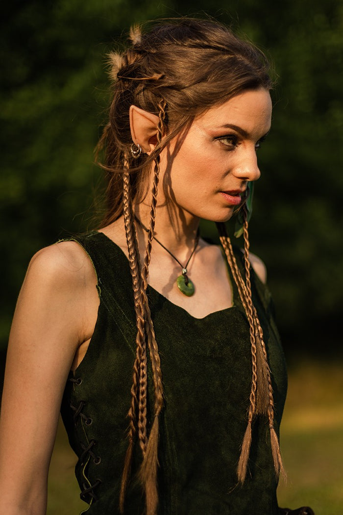 Leather dress Lunette, green
