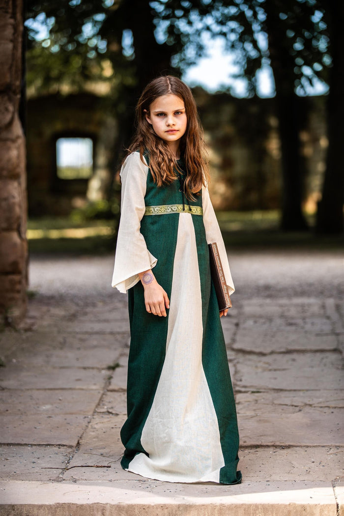 Meisjesjurk Ariane groen-wit