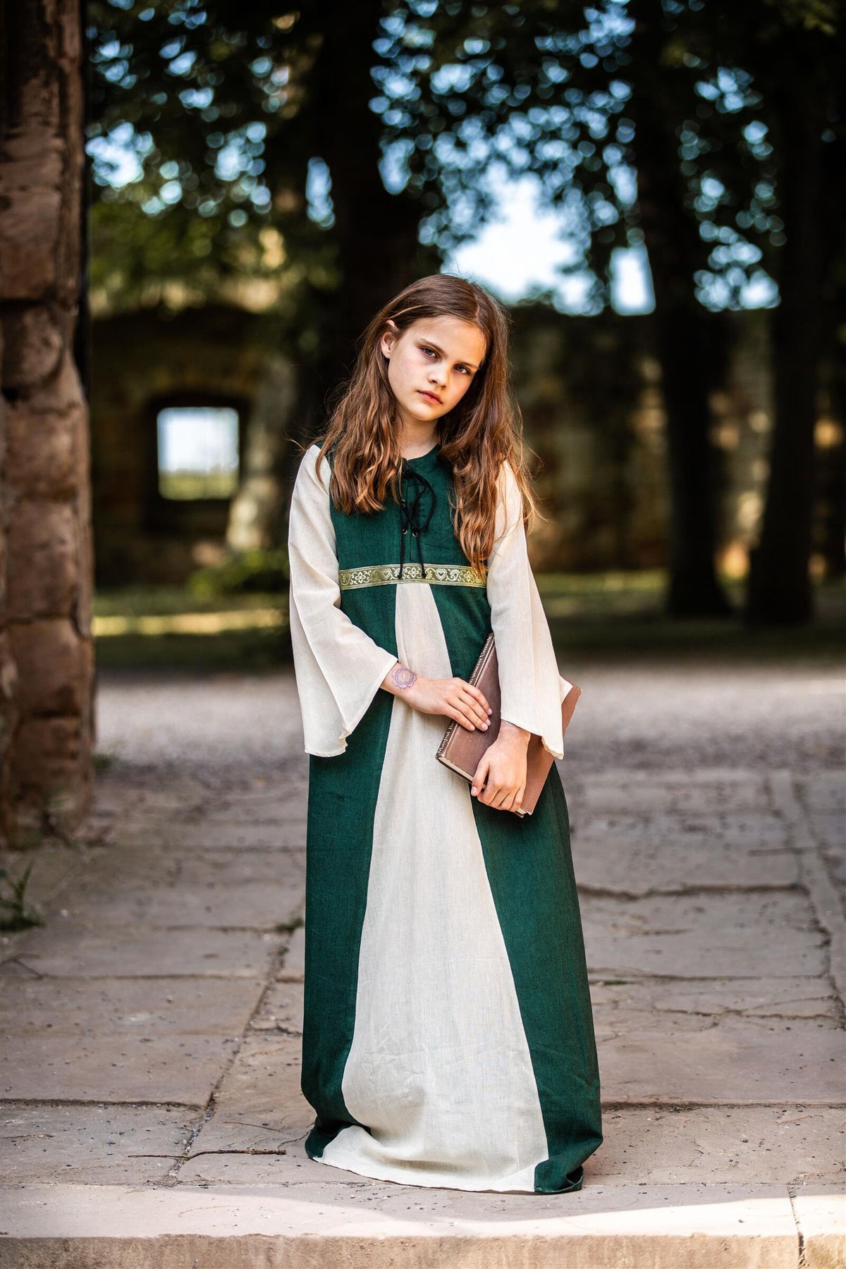 Sukienka dziewczęca Ariane, zielono-biała