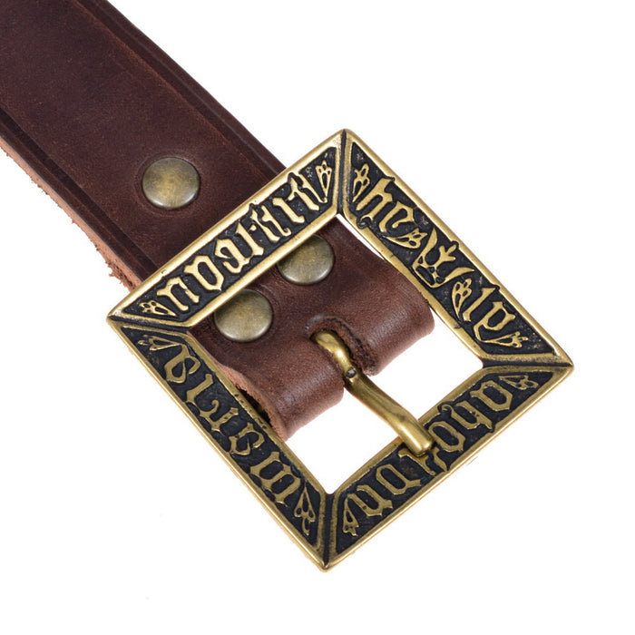 Cinto medieval 'Erik van Pommeren', couro preto, latão