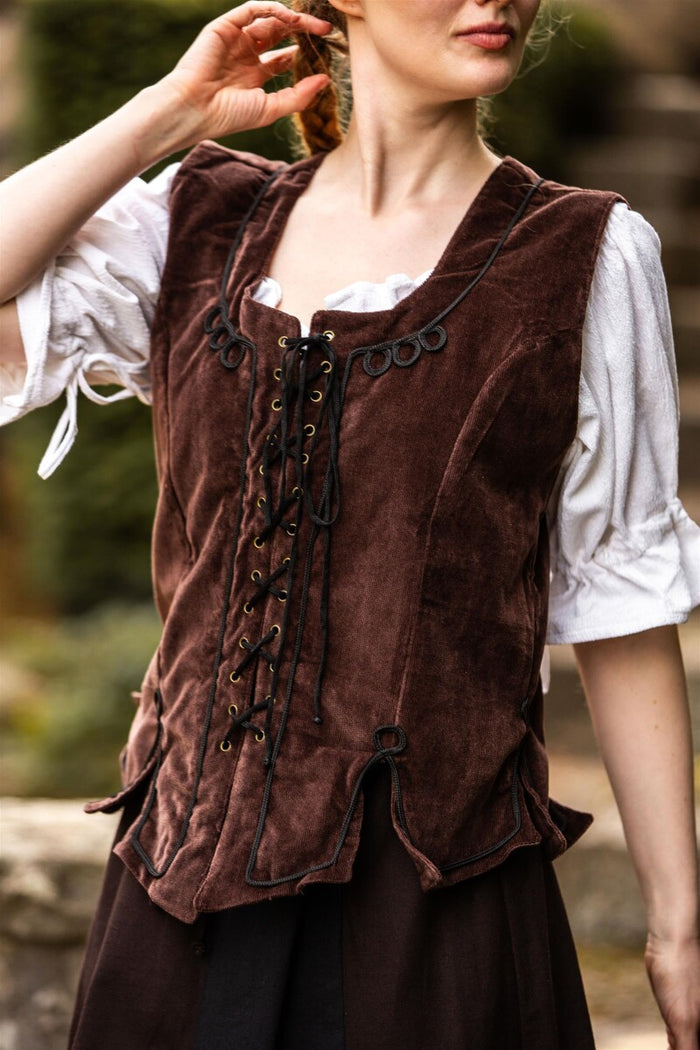 Doublet Odette, catifea de bumbac, maro închis