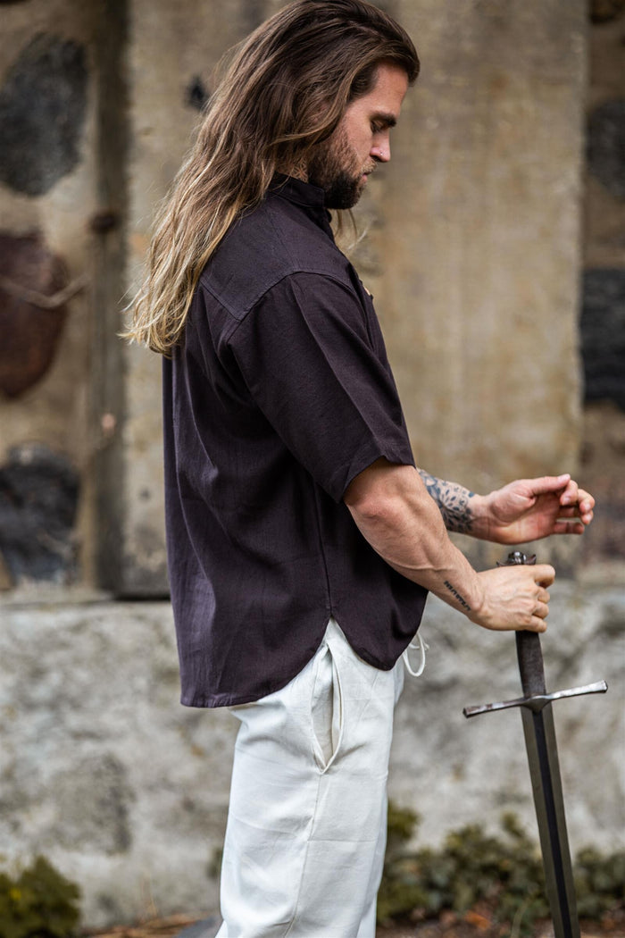 Chemise à manches courtes, médiévale, brun