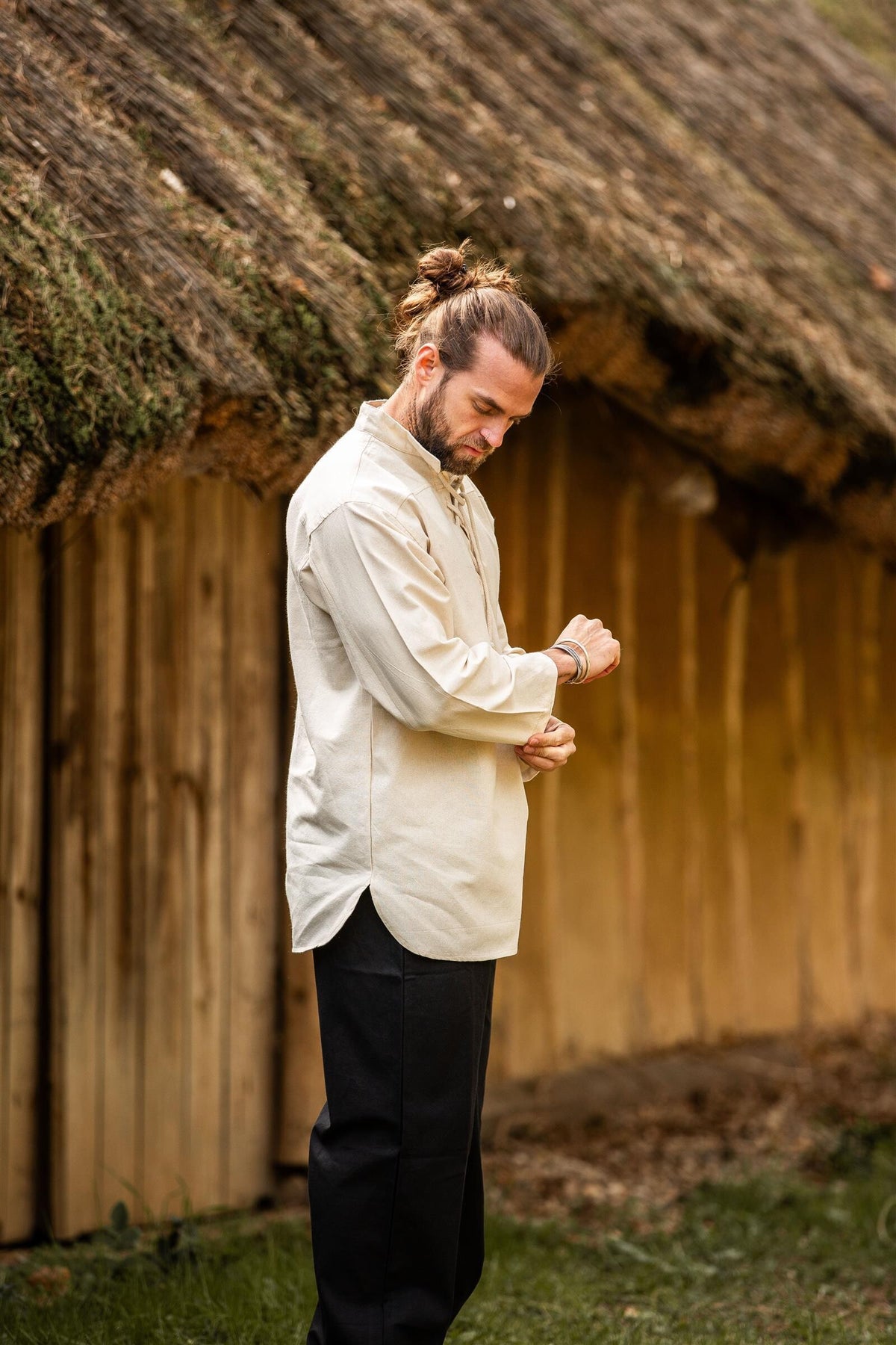 Handvävd skjorta, crème