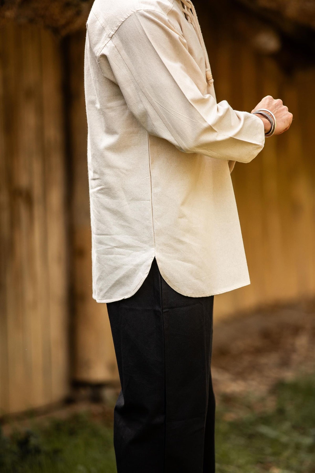 Handvävd skjorta, crème