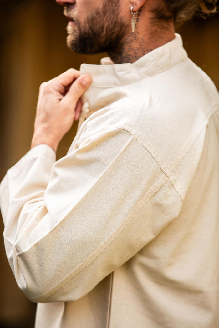 Handvävd skjorta, crème