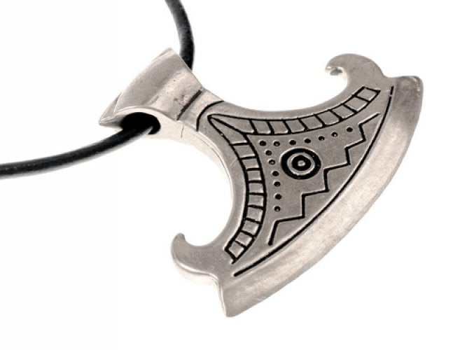 Perun axe-amulet type Makarov 2, 11th-12th century, silvered bronze