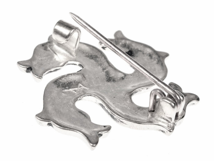 Roman horse head fibula (tetraskelion), silvered bronze