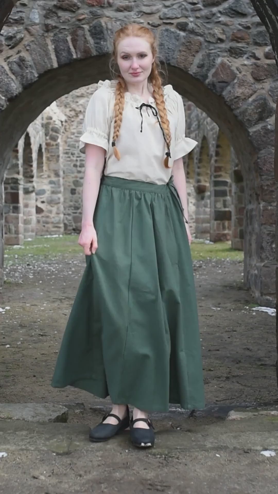 Medeltida kjol Konstanze, grön