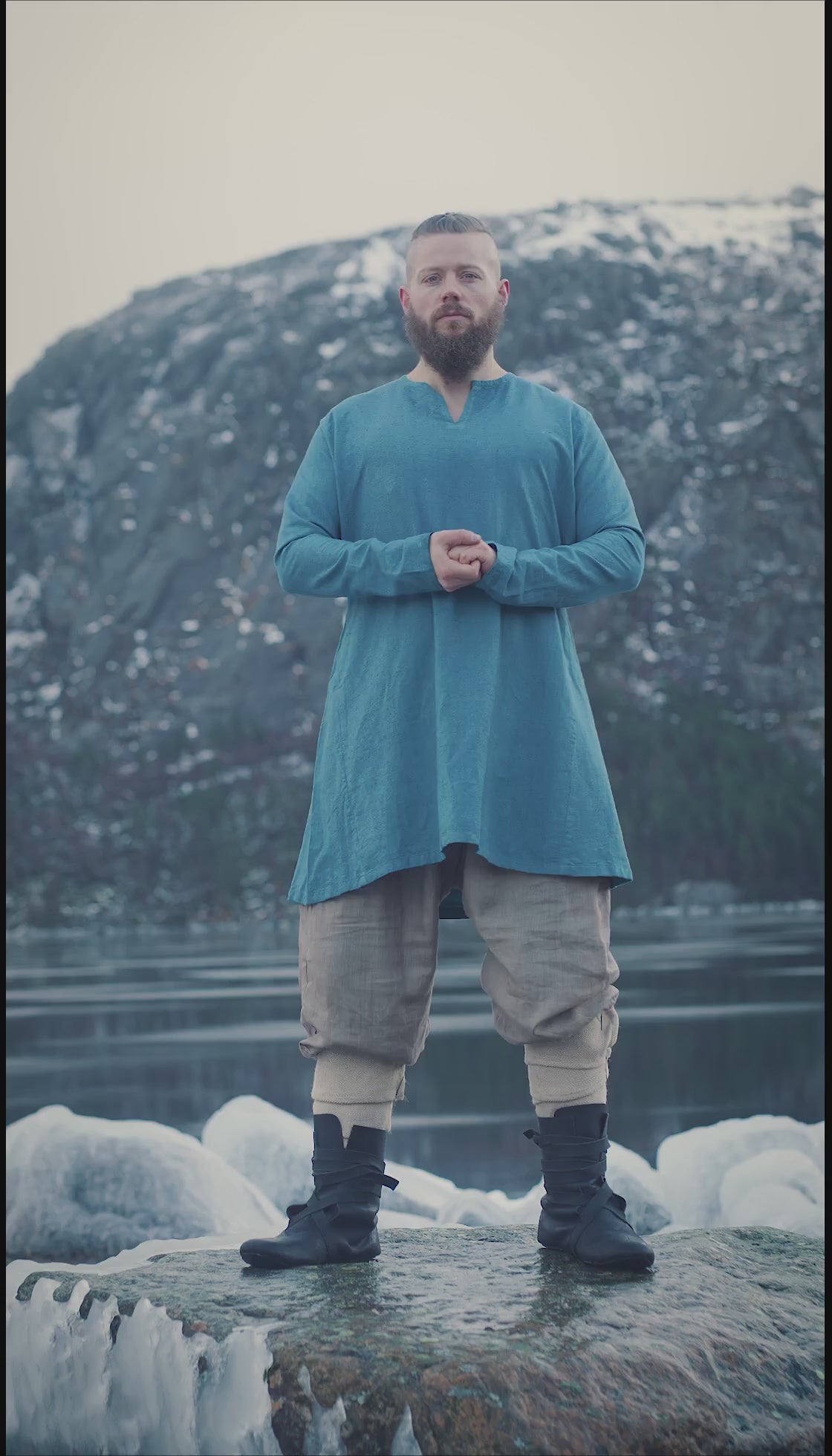 Linned-vikingetunika Ragnar, blå