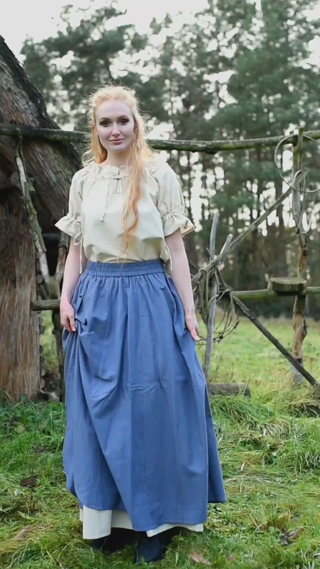 Middelaldernederdel Elise, blå