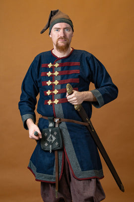 Rusvik Viking kaftan Kosma, blauw, wolmix