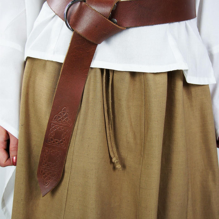 Curea cu inchizătură inelară, nasturi celtici, maro