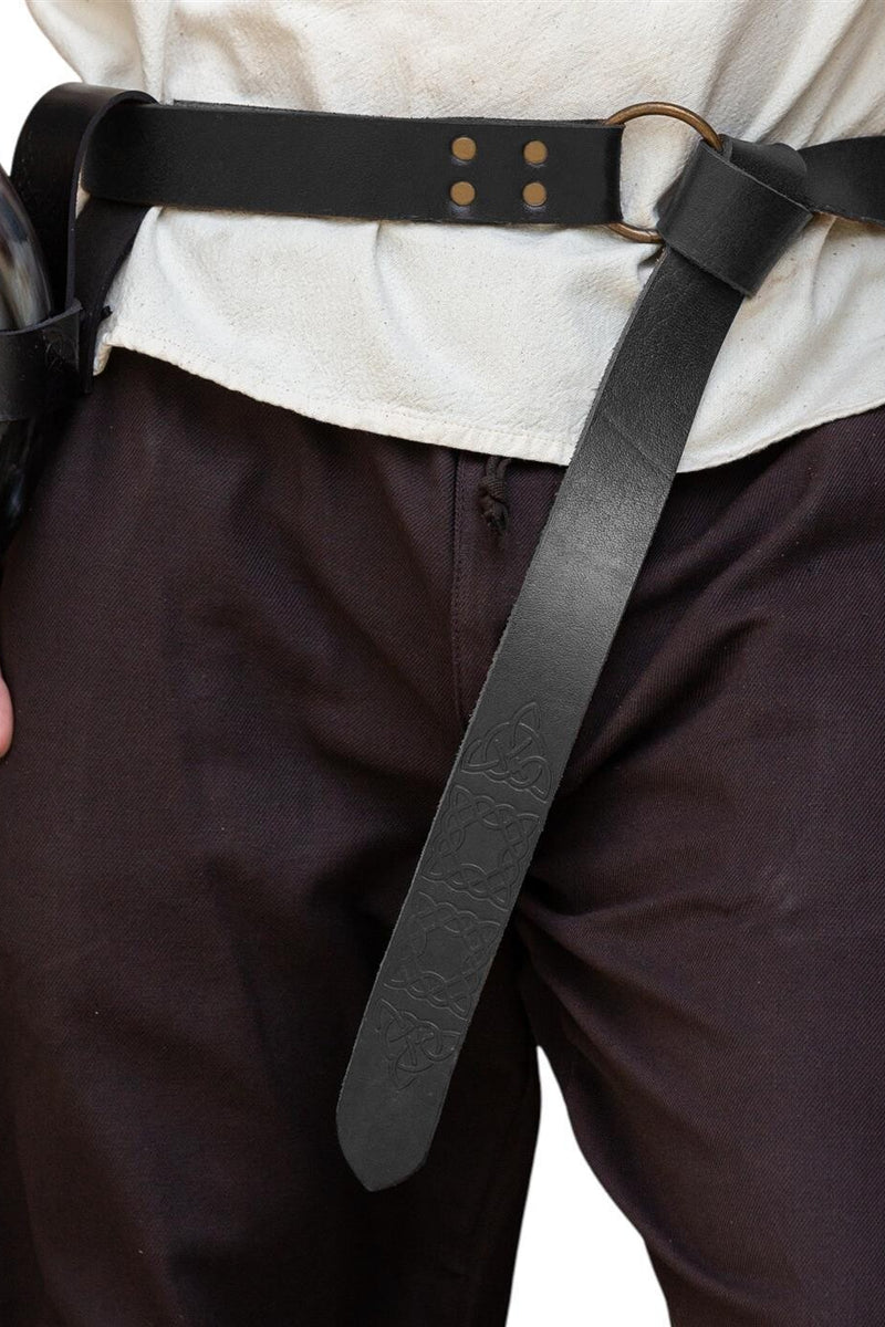 Gürtel mit Ringschließe, keltische Knoten, schwarz
