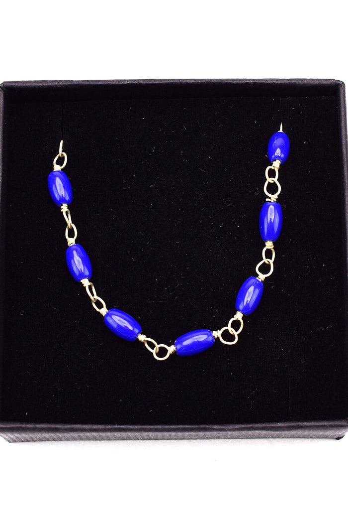 Romeinse ketting Cornelia met ovale donkerblauwe stenen
