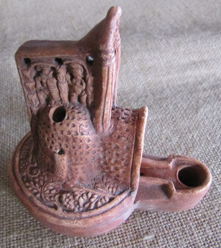Romeinse olielamp gladiatorhelm Murmillo/Secutor