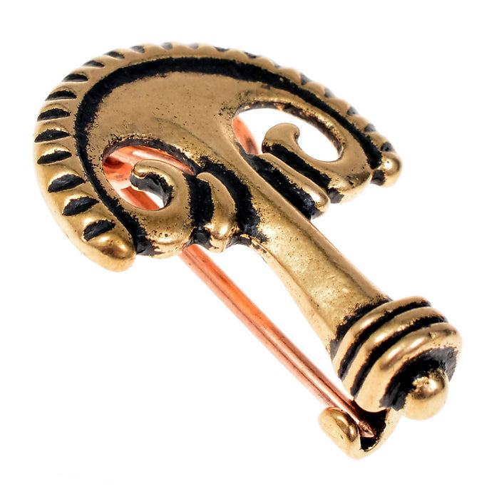 Pelta-fíbula romana, bronze prateado