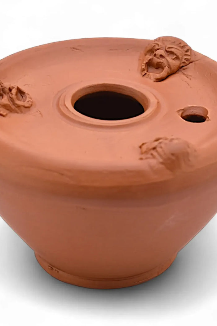 Tinteiro romano com máscaras de teatro