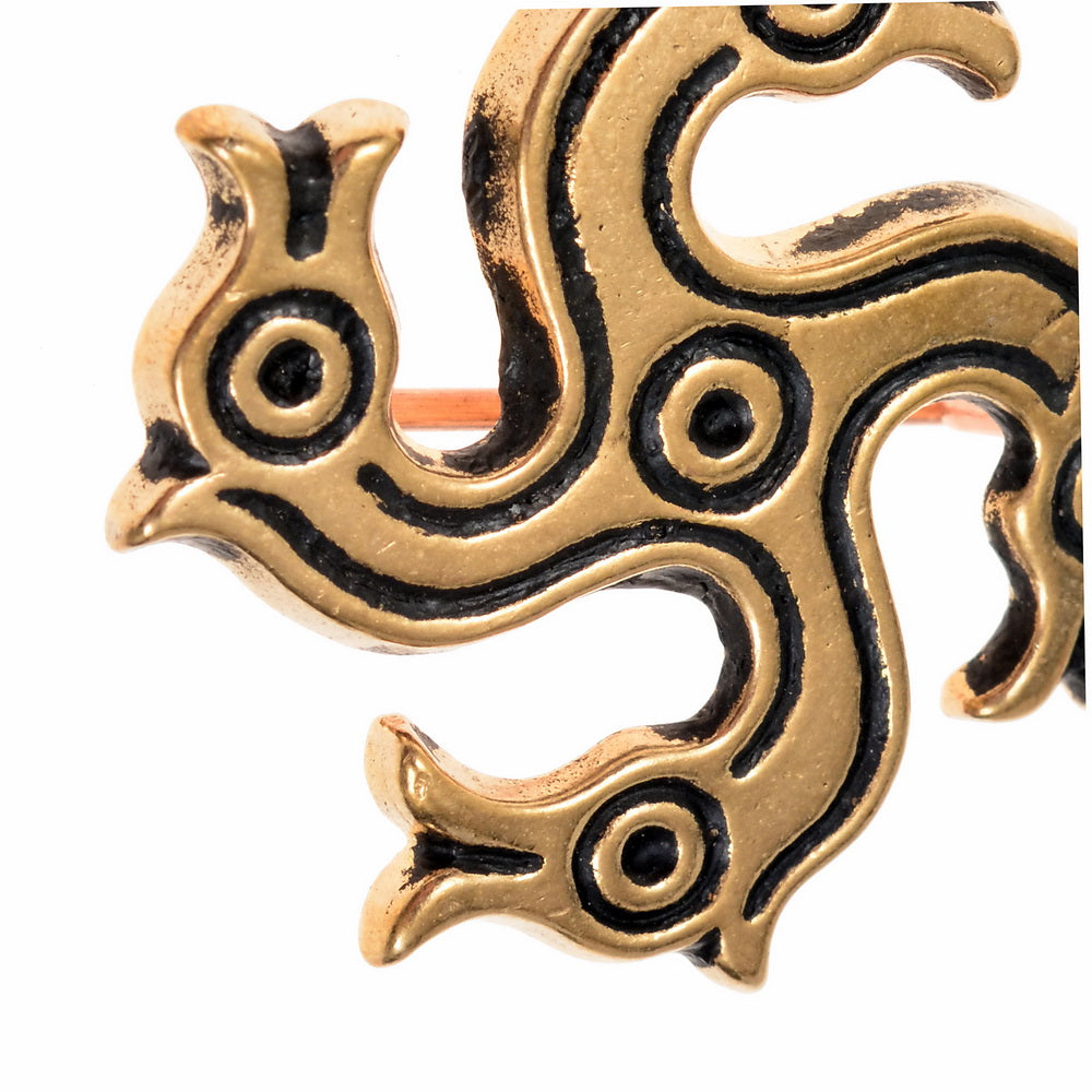 Roman horse head fibula (tetraskelion), silvered bronze