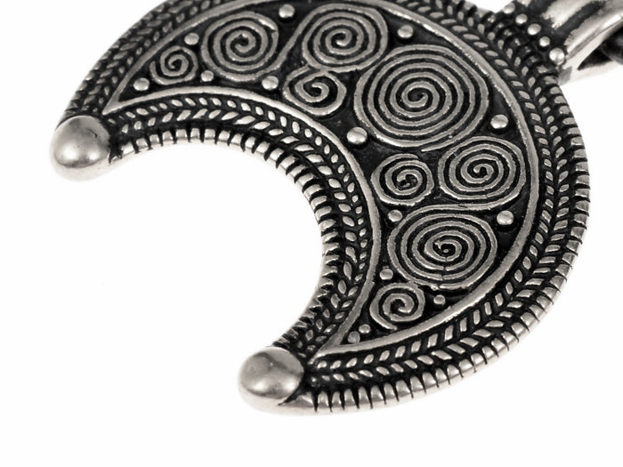 Roman moon pendant (lunula), 1st-3rd century, silvered bronze