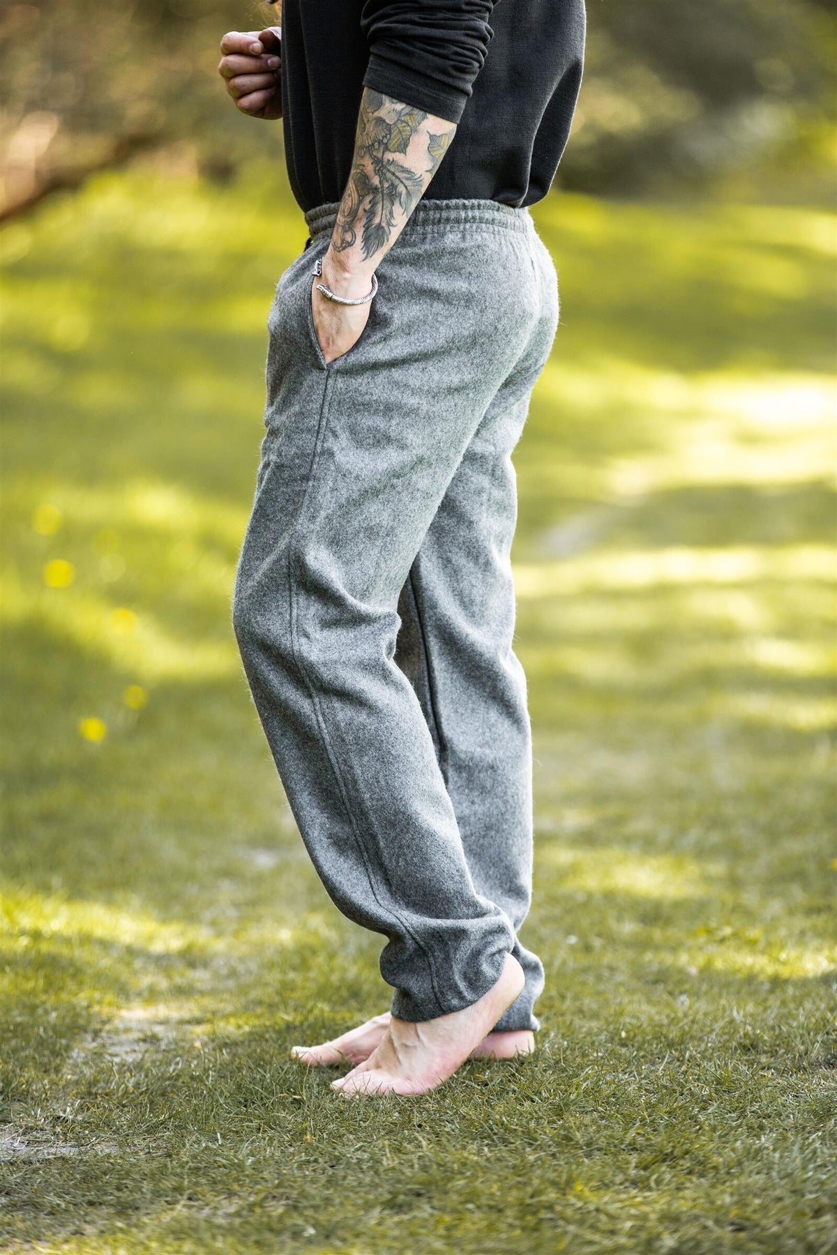 Spodnie Edgar, szare, mieszanka wełny